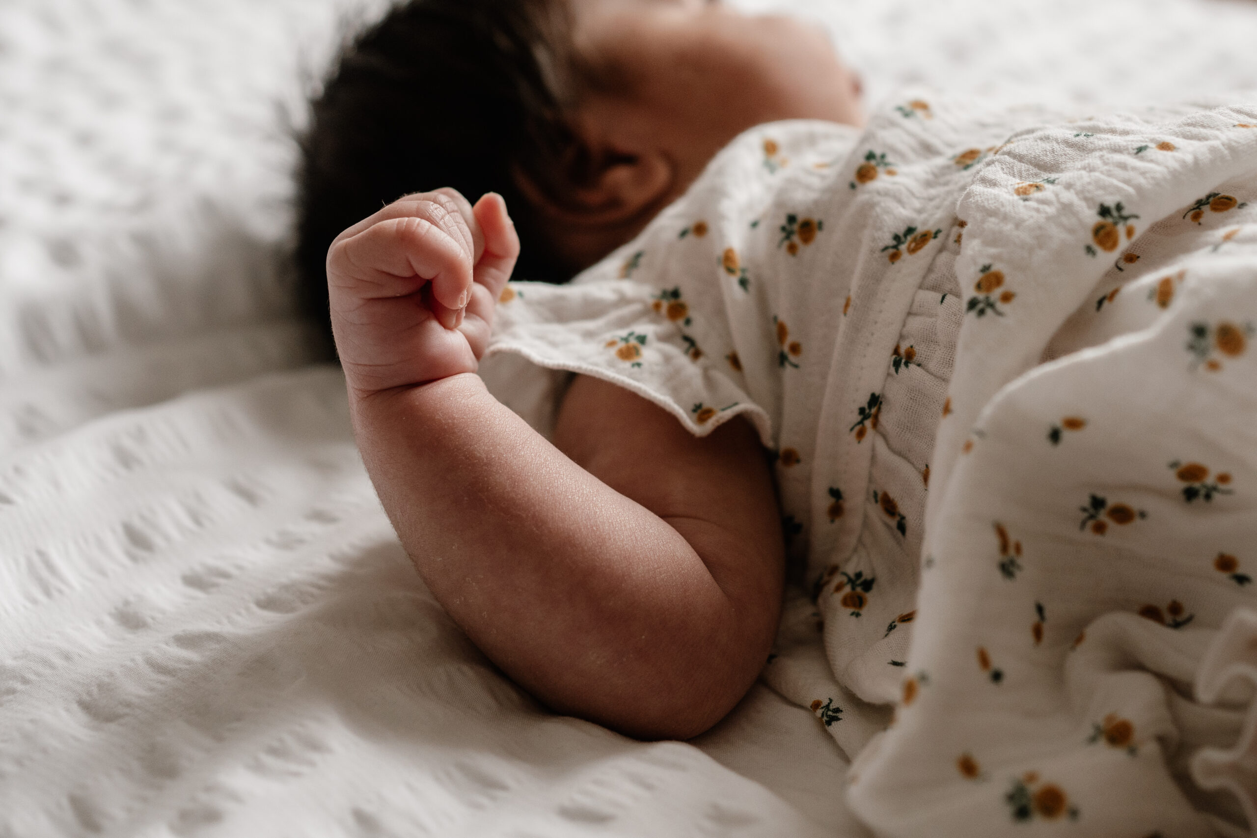 Natural light newborn photo in Nottingham bedroom